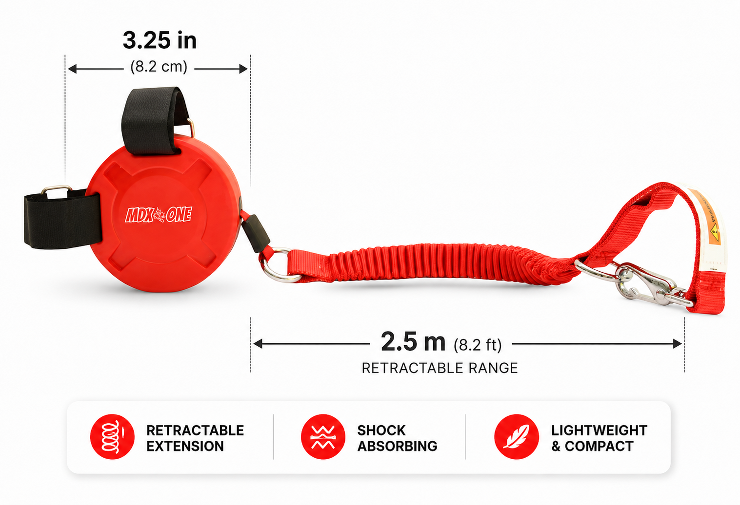 TowBuddy retractable bike tow leash dimensions and features
