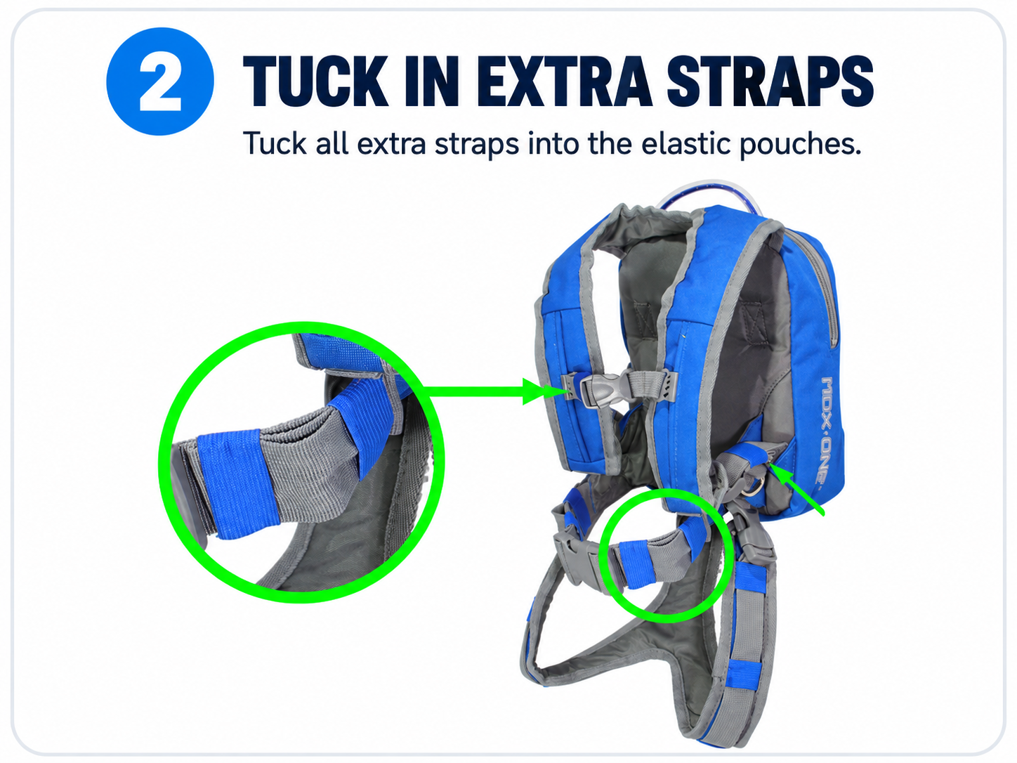 Safety step 2: Tuck In Extra Straps — Harness Guide